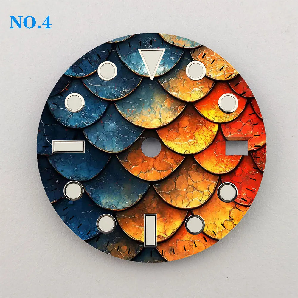 The 28.5mm dragon scale pattern dial NH35 dial creative color-printed series dial is suitable for NH35/36 movement watch accesso