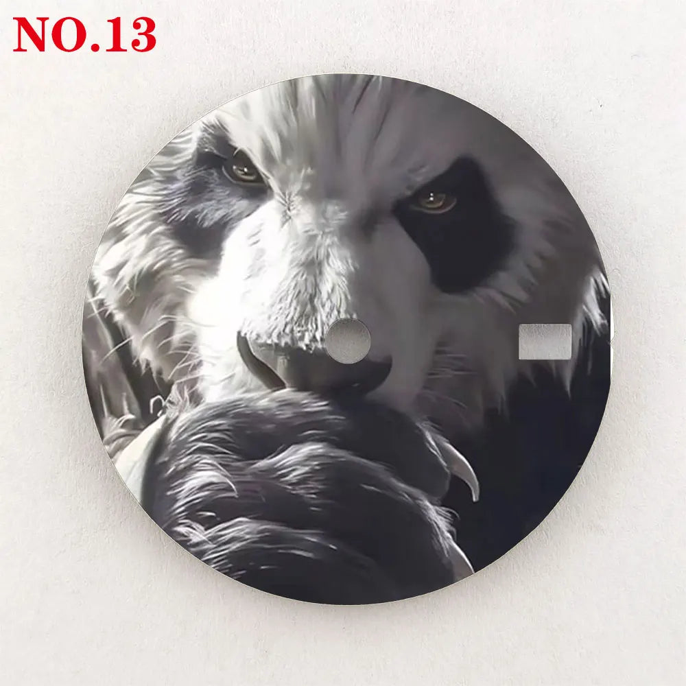 Watch dial 28.5mm NH35 dial custom-made Panda Warrior dial, color printing, watch components are suitable for NH35/36 movement