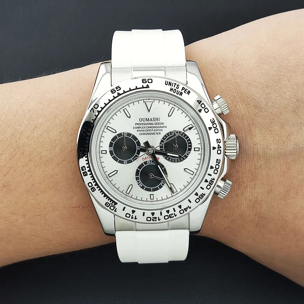 Men's 4130 Automatic Watch Automatic Chronograph Code Watch Stainless Steel sapphire Glass Luxury rubber strap Sports Men's watc