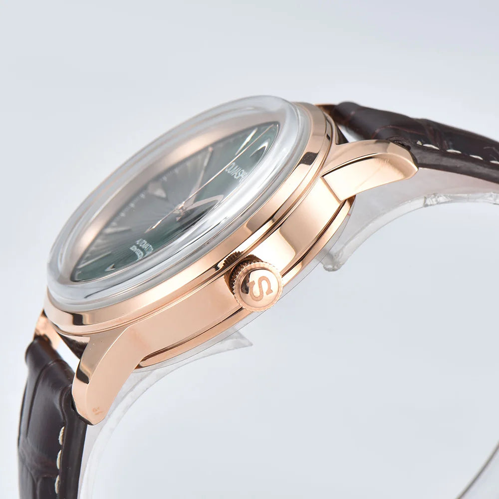 Cocktail watch 40.5mm watch Gemstone Series NH35 Automatic mechanical Men's Watch 10ATM Mineral glass waterproof leather strap