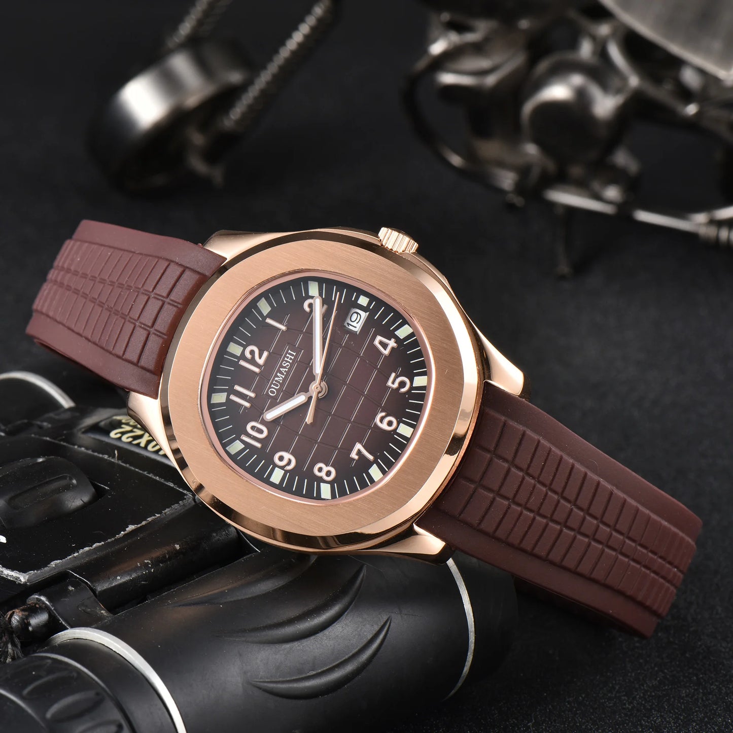 Men's Automatic Mechanical Watch NH35A Movement Stainless Steel Sapphire Glass Waterproof 10ATM Watch Rubber bracelet 21mm
