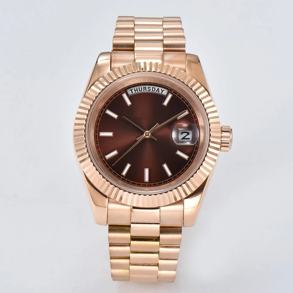 39mm Men's watch 8285 Watch Chocolate Dial Stainless Steel sapphire Glass Men's Automatic Watch 10bar Waterproof miyota 8285