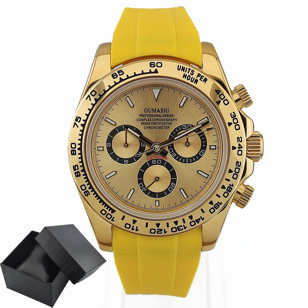 Luxury men's watch gold Chronograph Equation Racing Men Automatic Mechanical Watch Waterproof 10ATM Sapphire 4801 4130 Movement