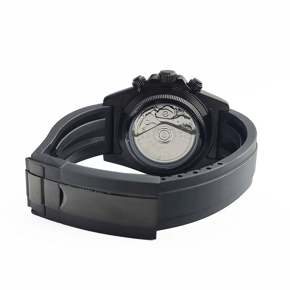 men 4130 watches sapphire Glass GEM black automatic mechanical watch 39.3mm 4130 movement chronograph watch Waterproof 10ATM