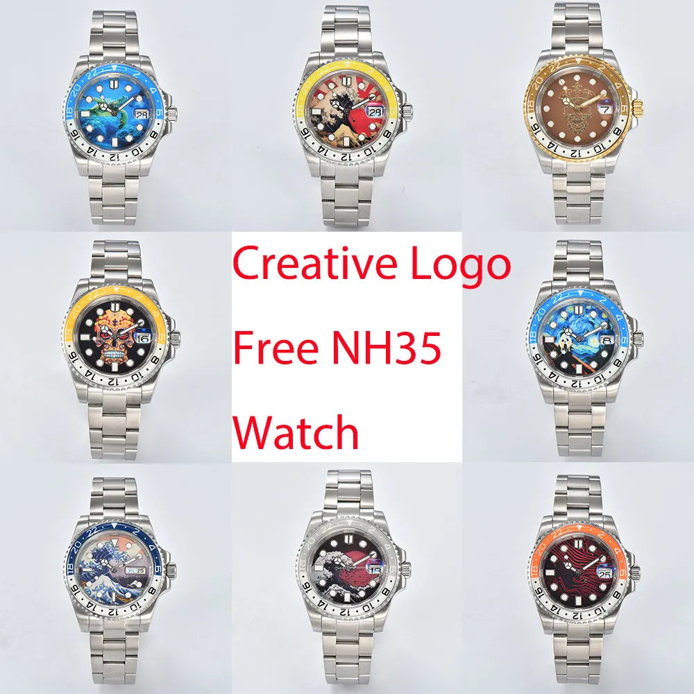 watch 40mm Diver's men NH35A automatic mechanical watch Stainless steel case sapphire glass waterproof 10atm C3 watch