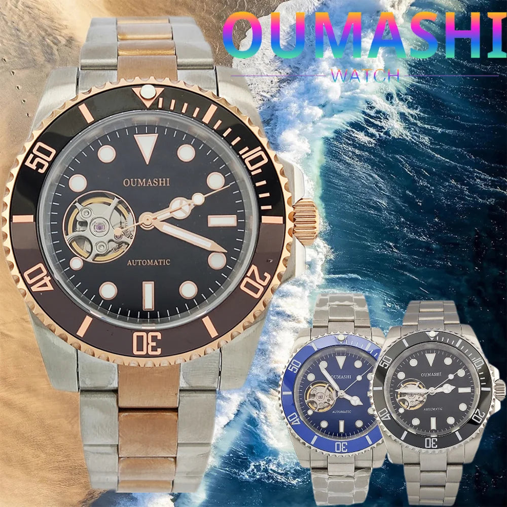 diving men watch 40.5mm NH38 automatic Men's watch Hollow dial dial sapphire glass luminous automatic watch NH38 movement