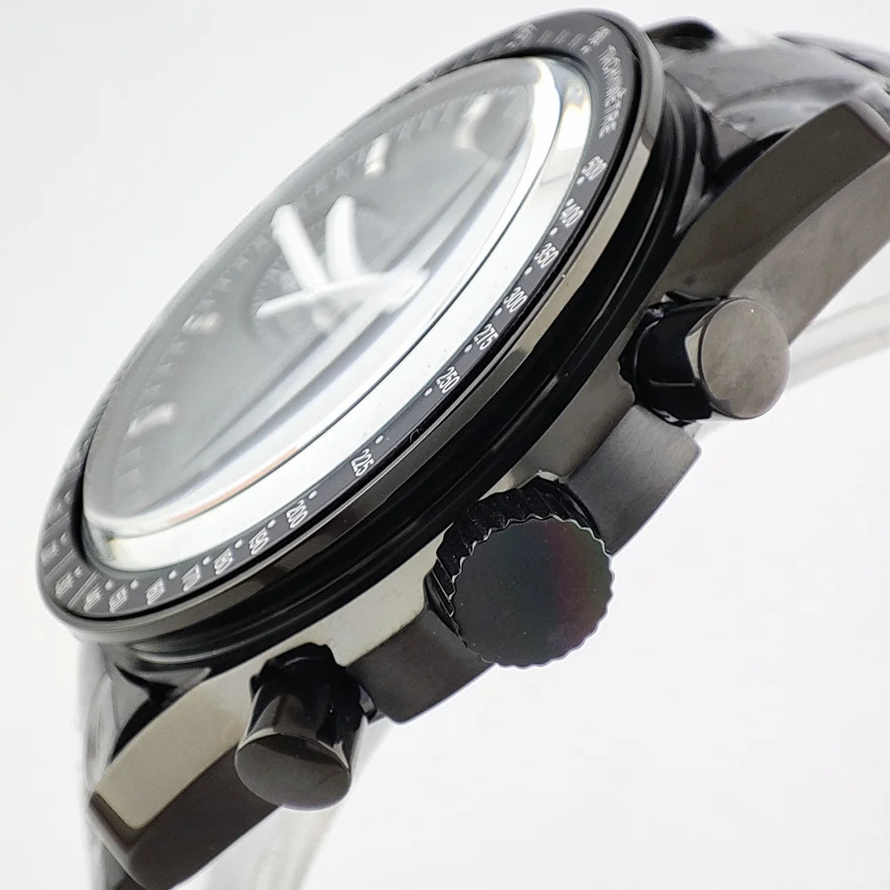 41mm Casual Vk63 Movement Watch Men's waterproof black case OUMASHI Chronograph Calendar Luminous Watch