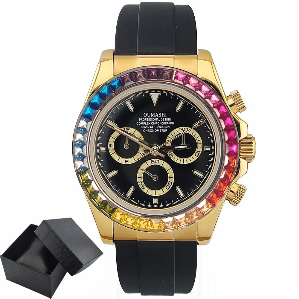 Luxury watches gold Chronograph Equation Racing Men Automatic Mechanical Watch Waterproof 10ATM Sapphire 4801 4130 Movement