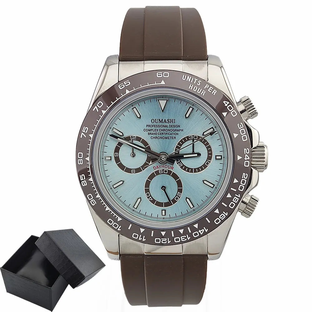 Men's 4130 Automatic Watch Automatic Chronograph Code Watch Stainless Steel sapphire Glass Luxury rubber strap Sports Men's watc