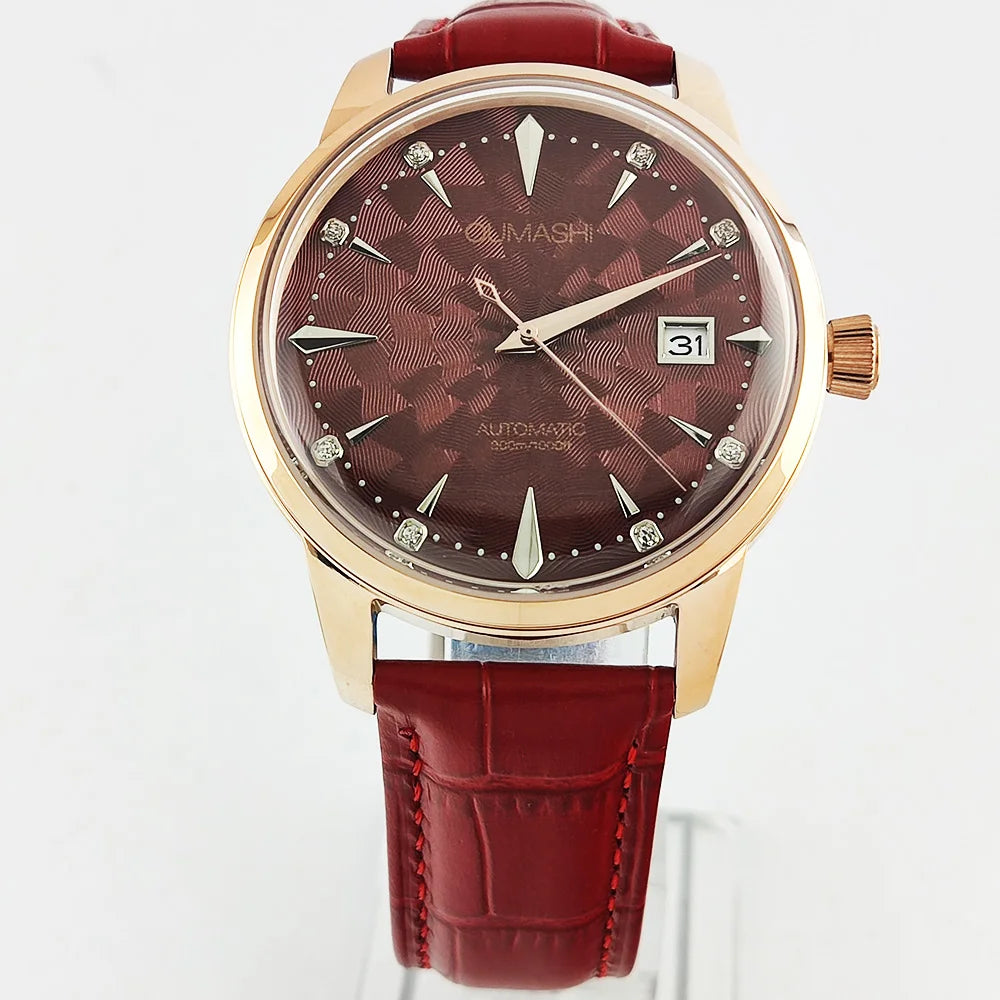 40.5mm Men's fashion watch Gemstone Series NH35 Automatic mechanical Men's Watch 10ATM Mineral glass waterproof leather strap