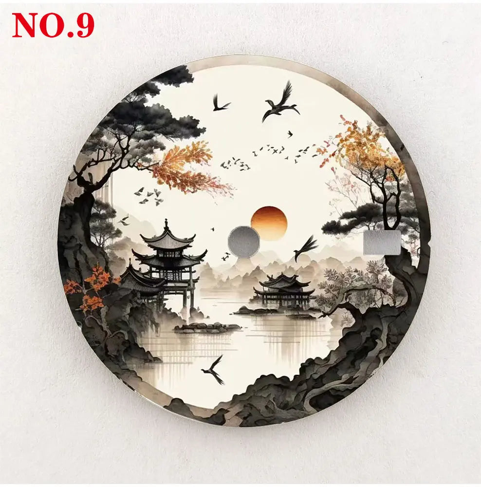 Watch dial 28.5mm NH35 dial  ink-wash painting dial color printing personalized dial suitable for NH35/36 movement
