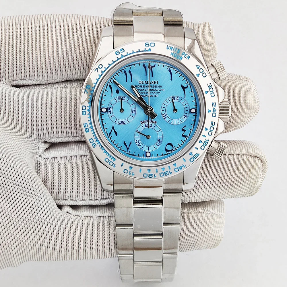 39.3mm watch VK Series 63 Men's watch Arabian Dial Men's watch Luxury Quartz watch VK63 Sport Chronograph Sapphire Glass watches