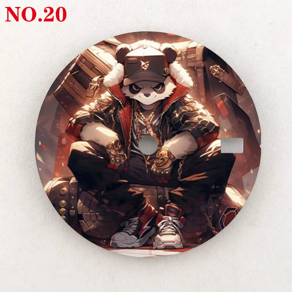 Watch dial 28.5mm NH35 dial custom-made Panda Warrior dial, color printing, watch components are suitable for NH35/36 movement