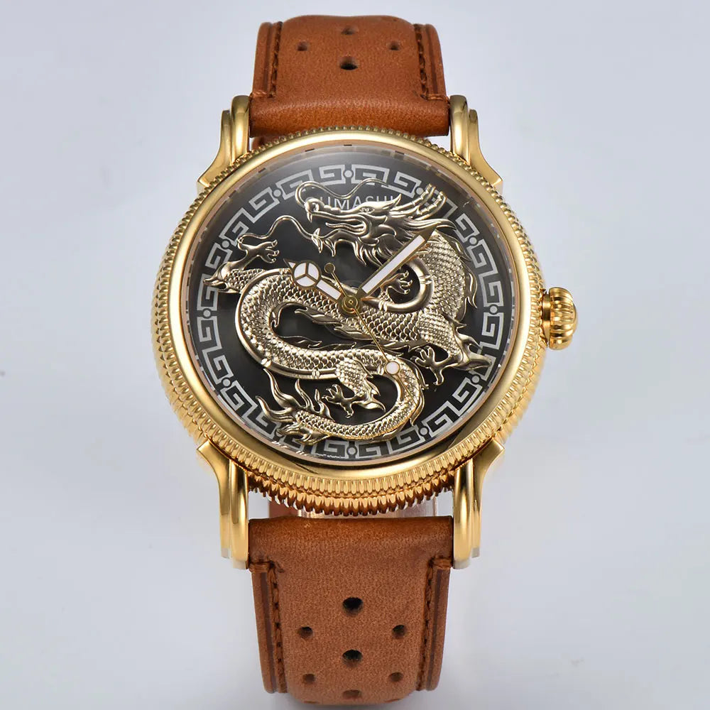 Miyota 8215 Sport Men's Watch will spin Dragon Swim Waterproof 5ATM clock Mechanical automatic Luxury Business watch clock