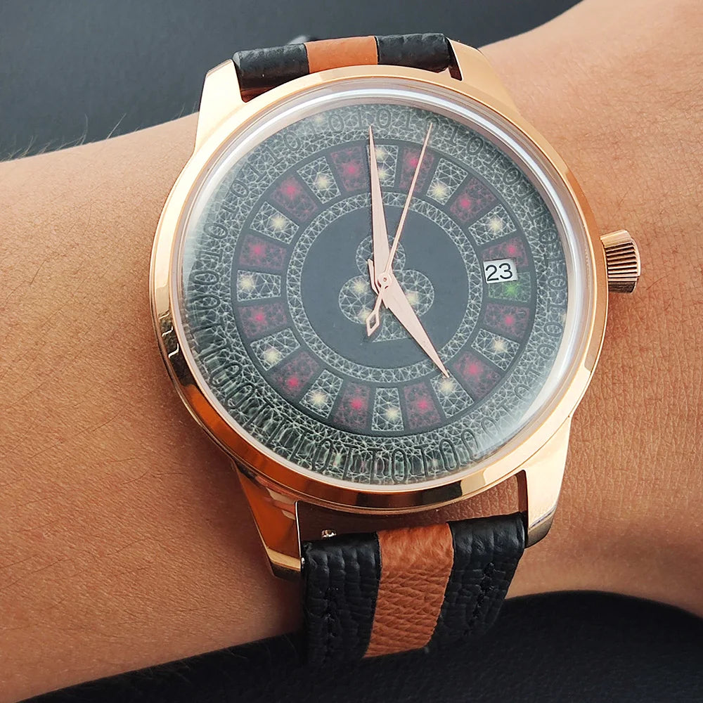 OUMASHI designs the new NH35A mechanical watch for men Russian Roulette Game Mineral Glass Diamond dial for men's watch