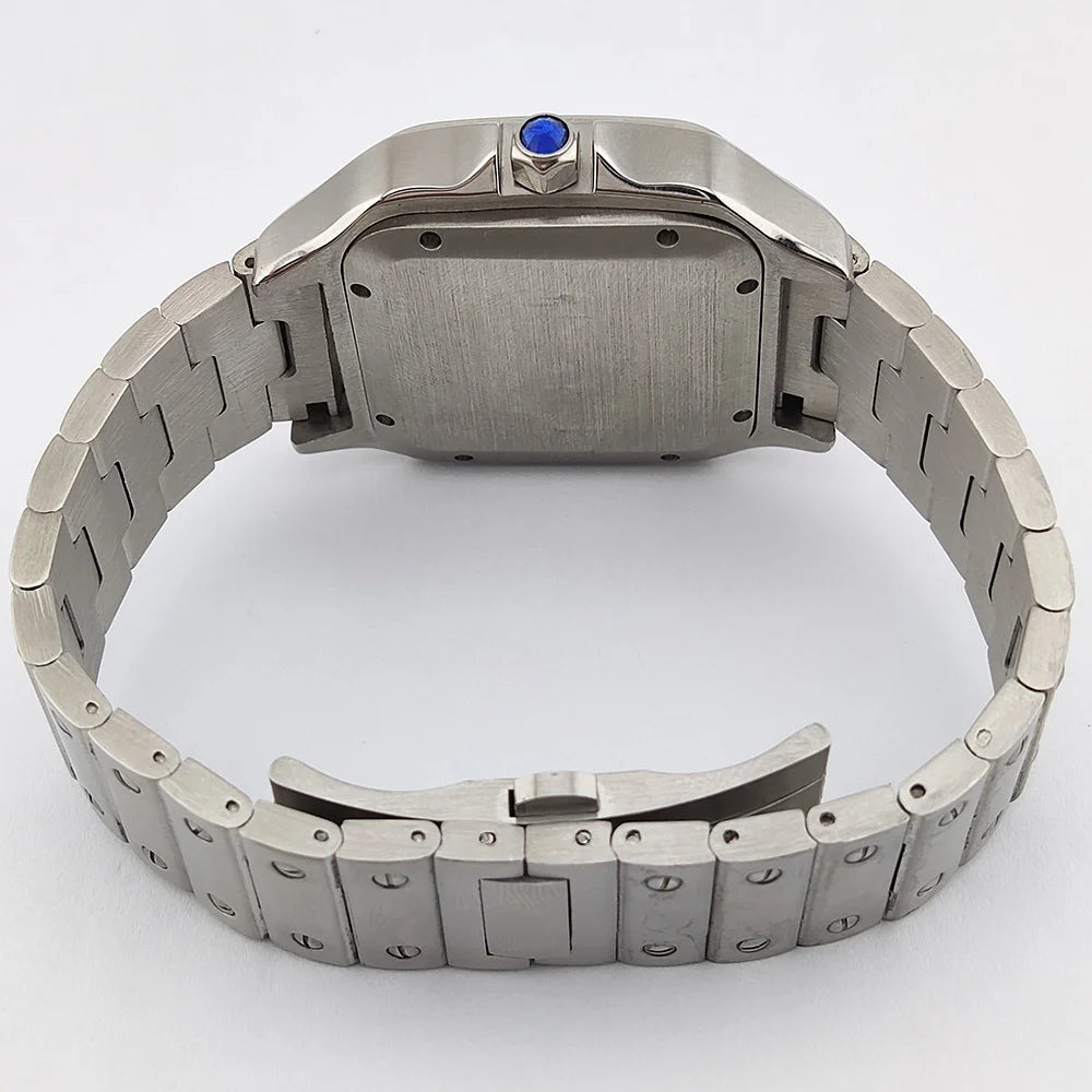 Men's mechanical watch, caliber NH70 movement, hollow dial, mineral glass watch, 38 mm, stylish cool man square watch waterproof