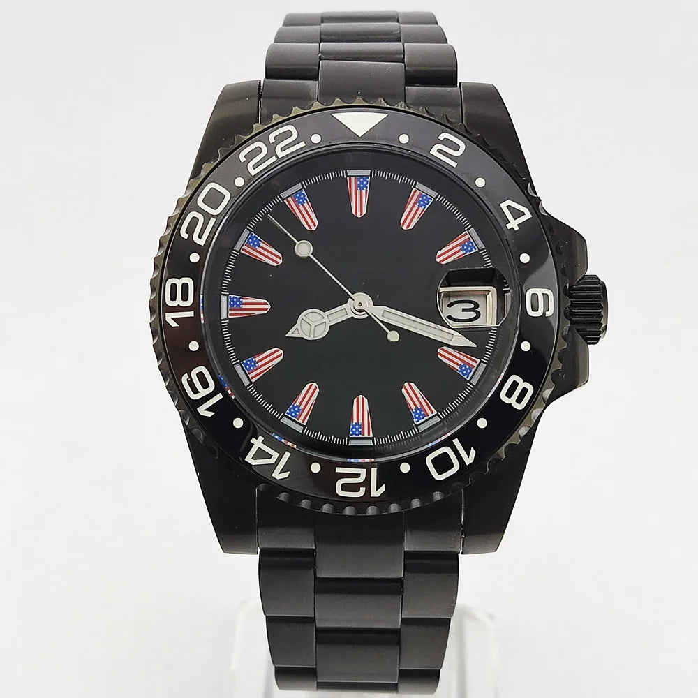 NH35 Watch 40.8mm Men's watch Super Luminous Flag Dial Stainless Steel sapphire Glass Men's luxury watch waterproof 10ATM