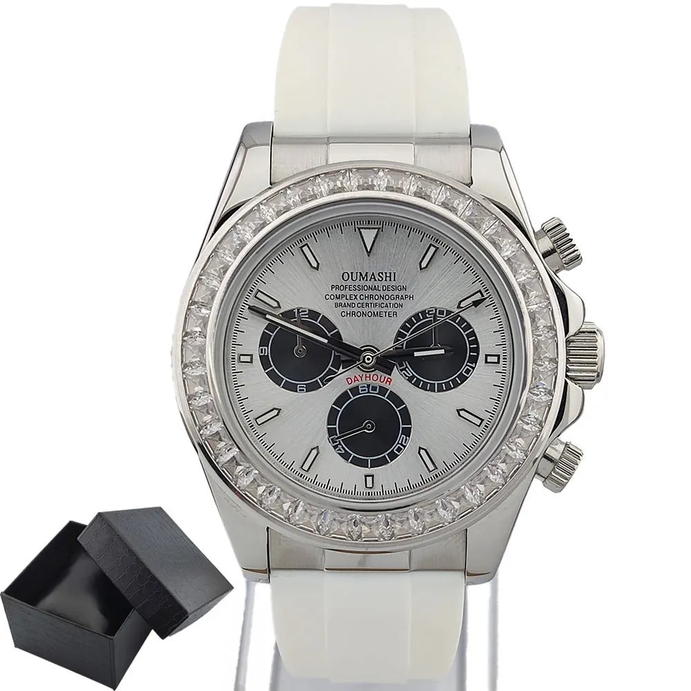 men 4130 watches sapphire Glass GEM automatic mechanical watch 39.3mm 4130 movement men's chronograph watch Waterproof 10ATM