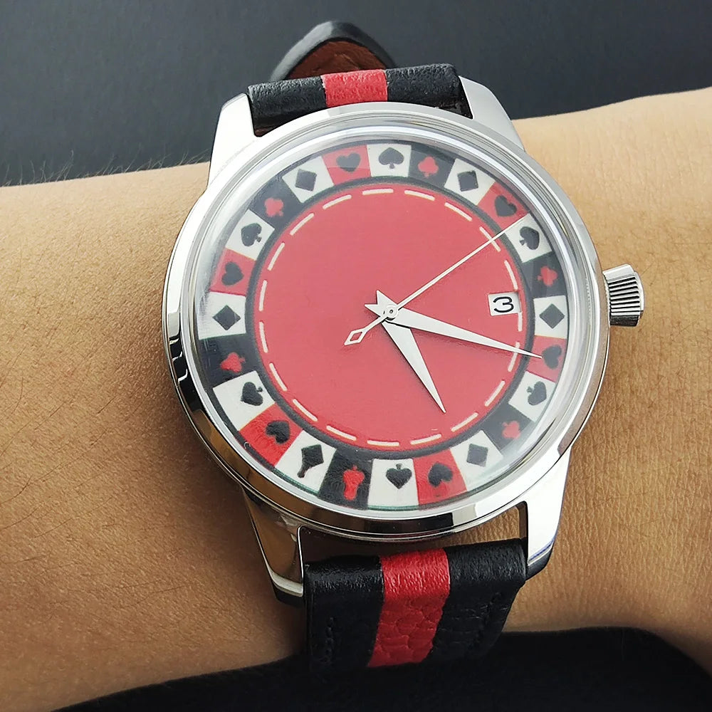 OUMASHI designs the new NH35A mechanical watch for men Russian Roulette Game Mineral Glass Diamond dial for men's watch
