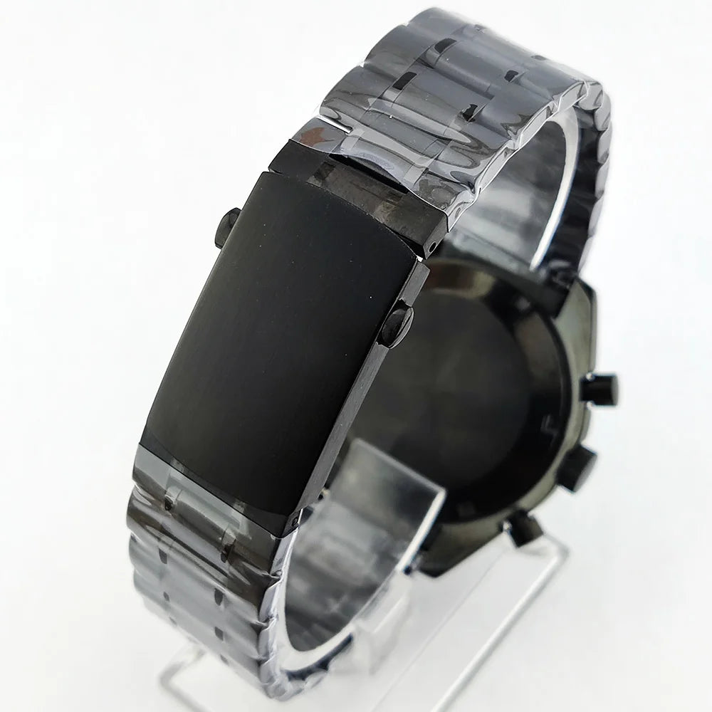 41mm Casual Vk63 Movement Watch Men's waterproof black case OUMASHI Chronograph Calendar Luminous Watch