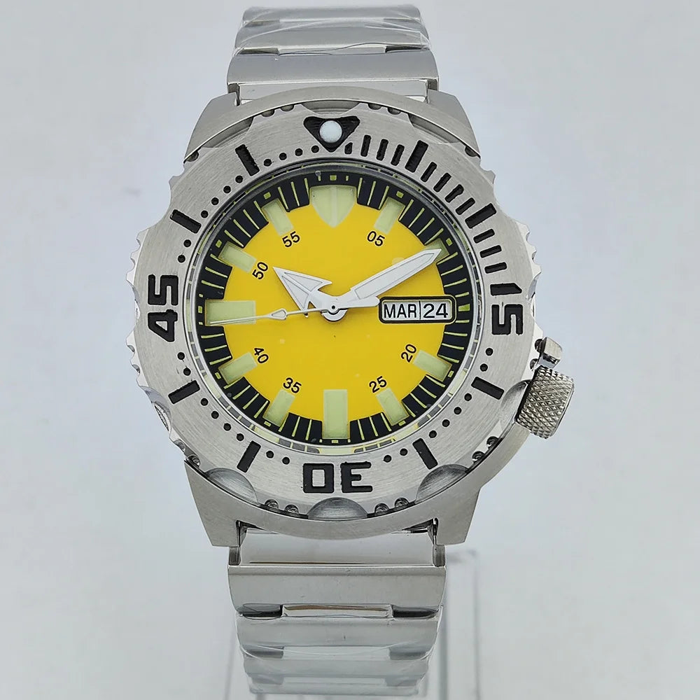 men watch NH36 movement 20ATM waterproof steel watch Men's Red teeth Sea monster automatic mechanical watch sports diving watch