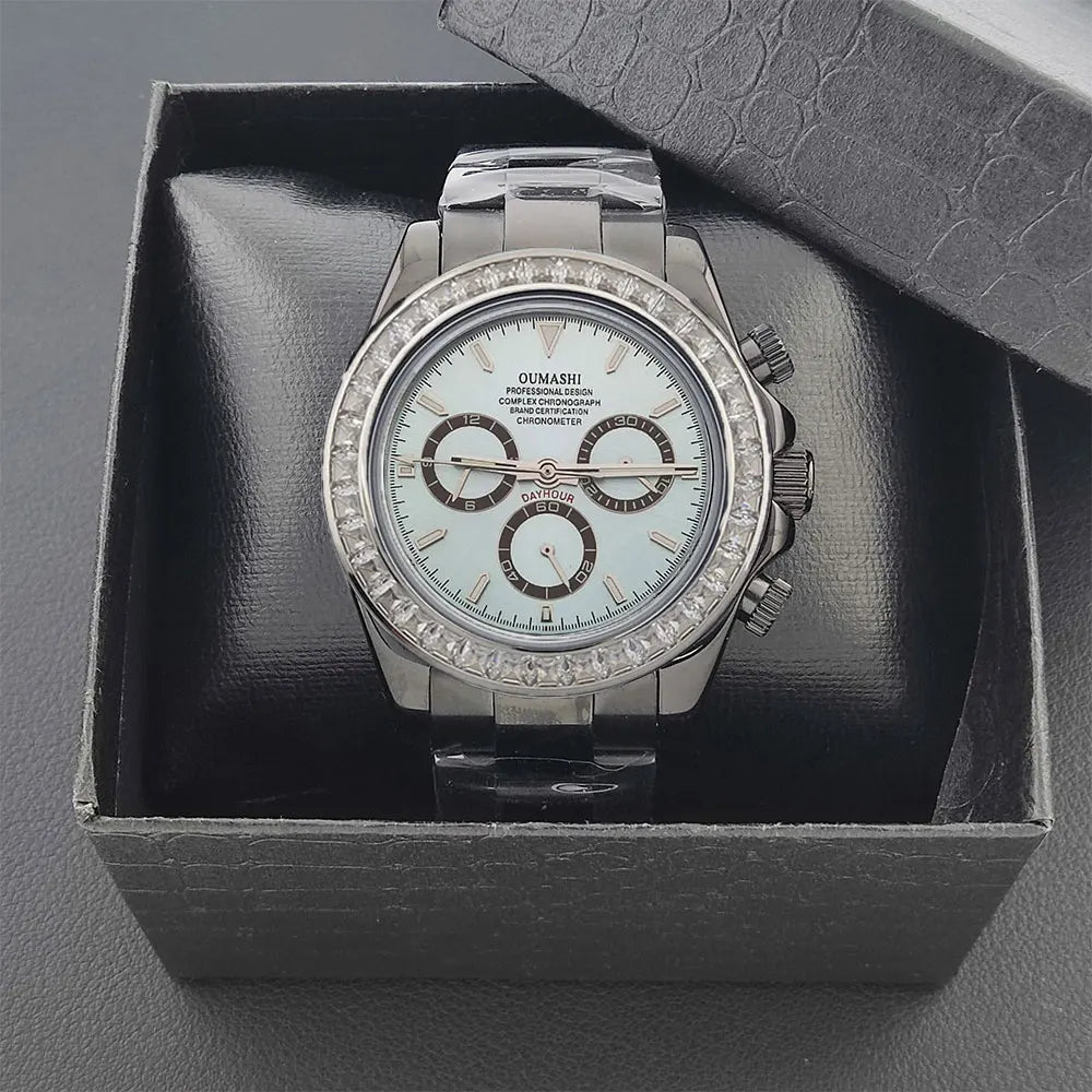 men 4130 WATCH sapphire Glass GEM black automatic mechanical watch 39.3mm  4130 movement chronograph watch Waterproof 10ATM