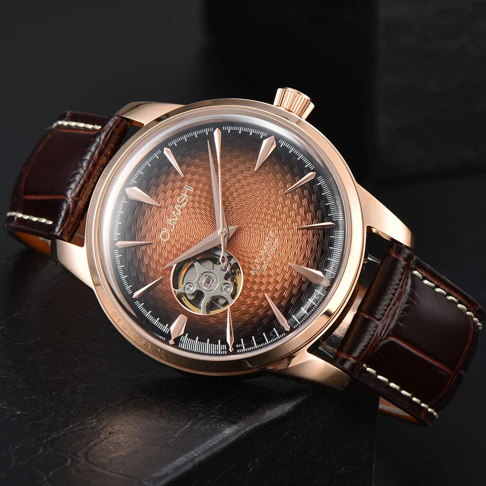Watch 40.5mm Men's fashion mechanical watch NH38 Skeleton dial design Retro circular case transparent cover men's cocktail watch