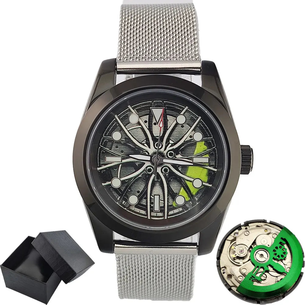 NH35 WATCH Men Watches Waterproof Rotary Sport Car Rim Man Luxury Watch Fashion Stainless Steel Men's mechanical watch