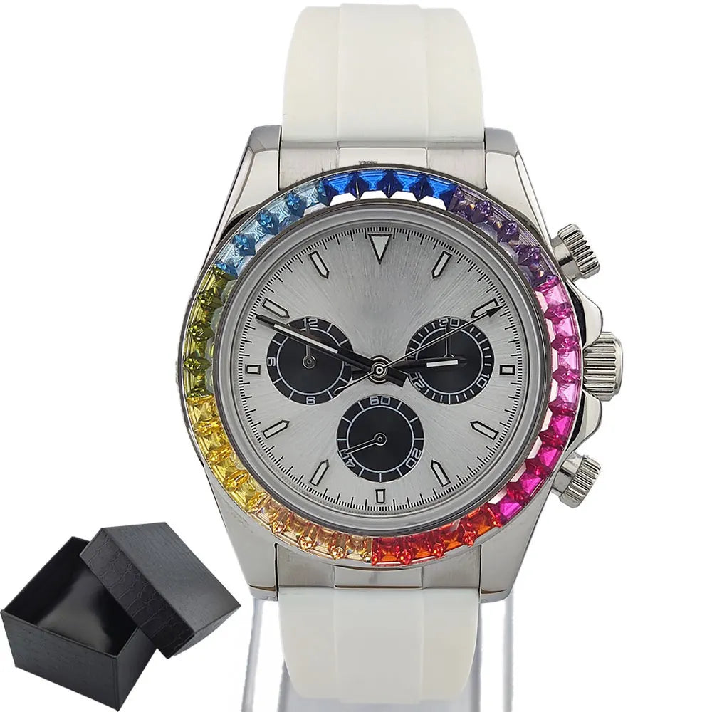 men 4130 watches sapphire Glass GEM automatic mechanical watch 39.3mm 4130 movement men's chronograph watch Waterproof 10ATM