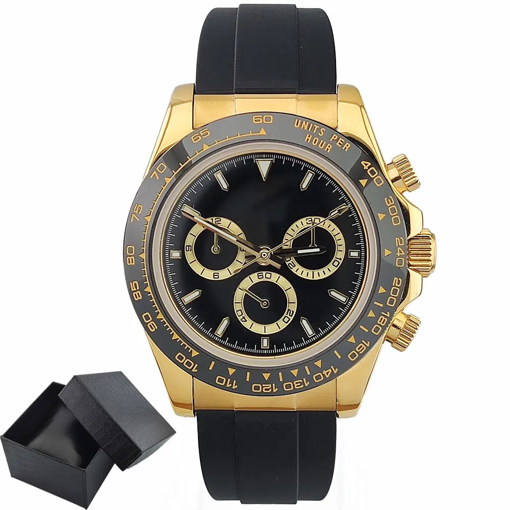 Luxury men's watch gold Chronograph Equation Racing Men Automatic Mechanical Watch Waterproof 10ATM Sapphire 4801 4130 Movement