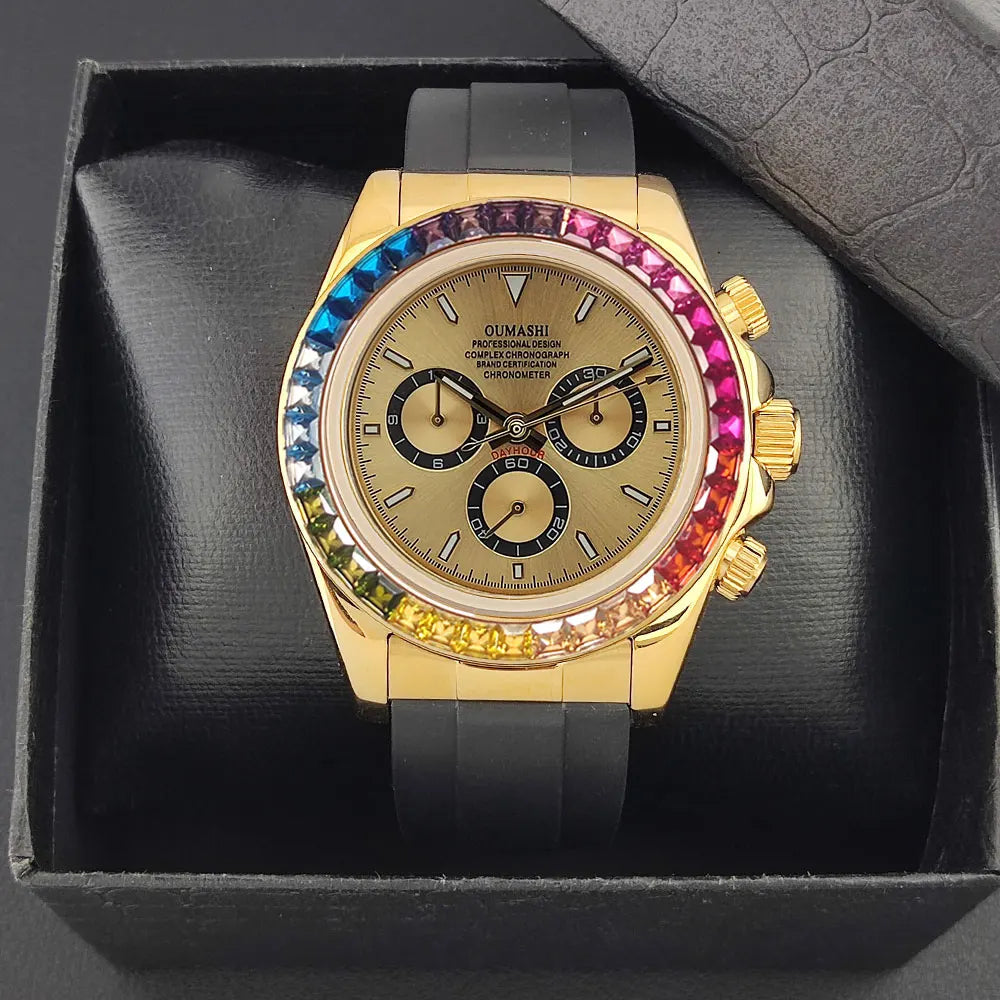 Luxury watches gold Chronograph Equation Racing Men Automatic Mechanical Watch Waterproof 10ATM Sapphire 4801 4130 Movement