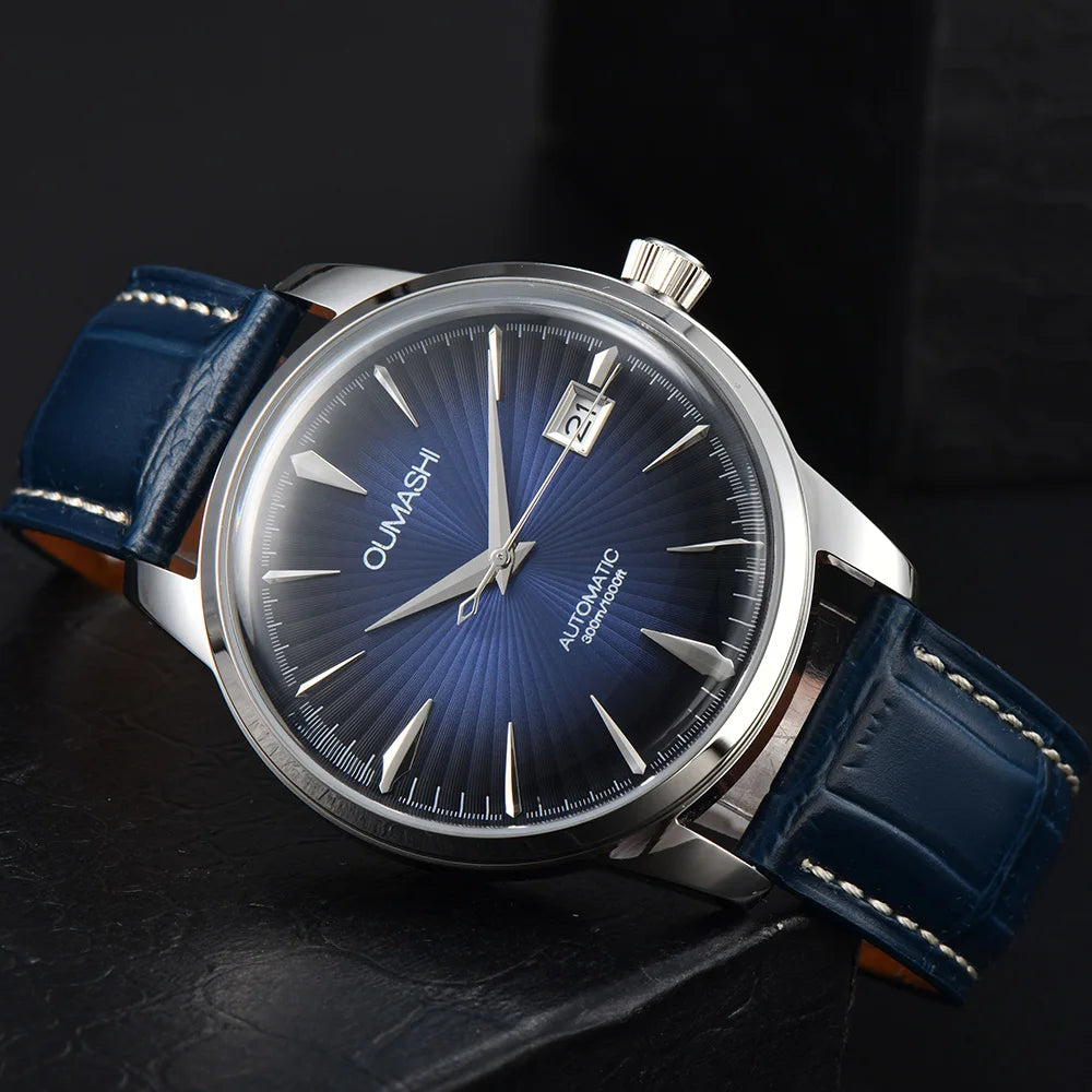 Cocktail watch 40.5mm watch Gemstone Series NH35 Automatic mechanical Men's Watch 10ATM Mineral glass waterproof leather strap