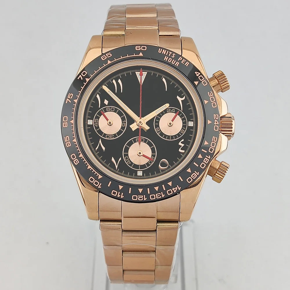 VK63 WATCH 39.3MM Casual Vk63 Quartz Movement Watch Men's waterproof steel case Arabian Dial Chronograph Luminous watch