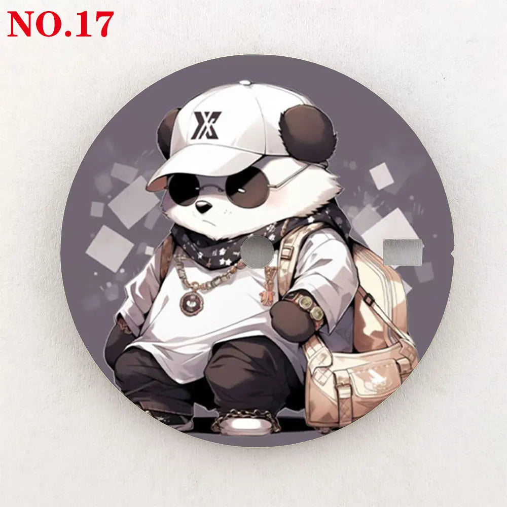 Watch dial 28.5mm NH35 dial custom-made Panda Warrior dial, color printing, watch components are suitable for NH35/36 movement