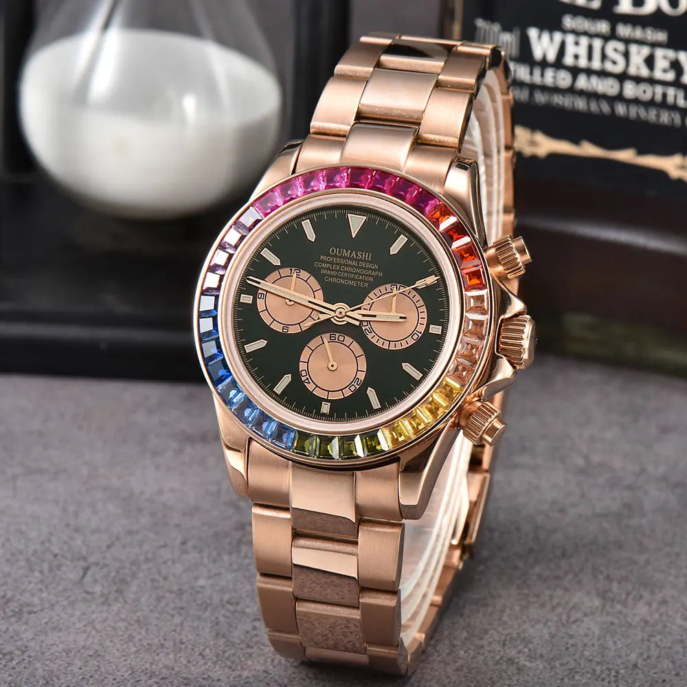 Men watches GEM Automatic Watch 39mm 4130 Chronograph Mechanical Wristwatch Sapphire Triple Windows Waterproof 10ATM 7750 watch