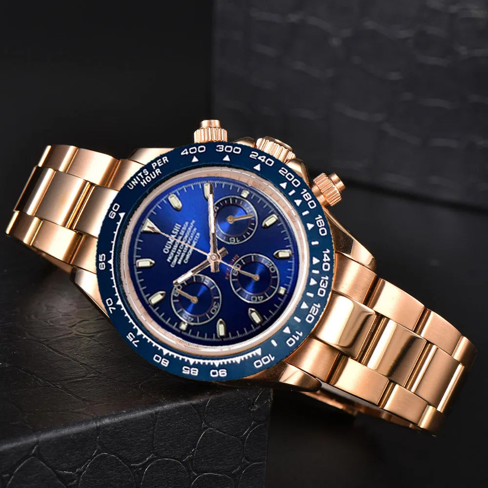 VK63 watch 39.3mm Luxury Watch Men's Chronograph Men's watch vk63 case rose gold BLUE VK63 Men's Chronograph Waterproof 10ATM