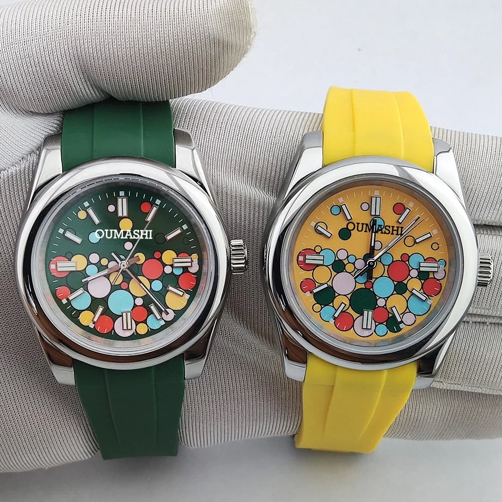 36mm/39mm Men's and women watches color bubble watch NH35 Mechanical watch sapphire glass waterproof watch rubber bracelet 20mm