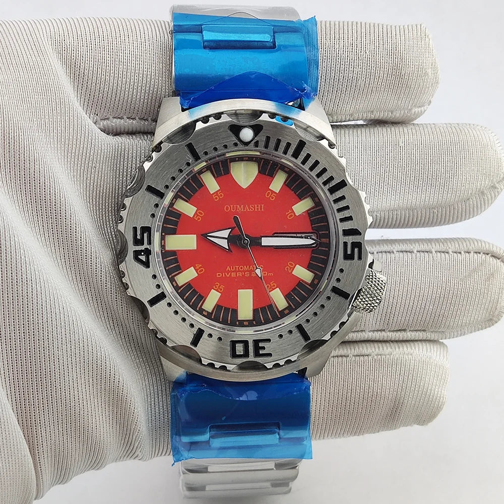 men watch NH36 movement 20ATM waterproof steel watch Men's Red teeth Sea monster automatic mechanical watch sports diving watch