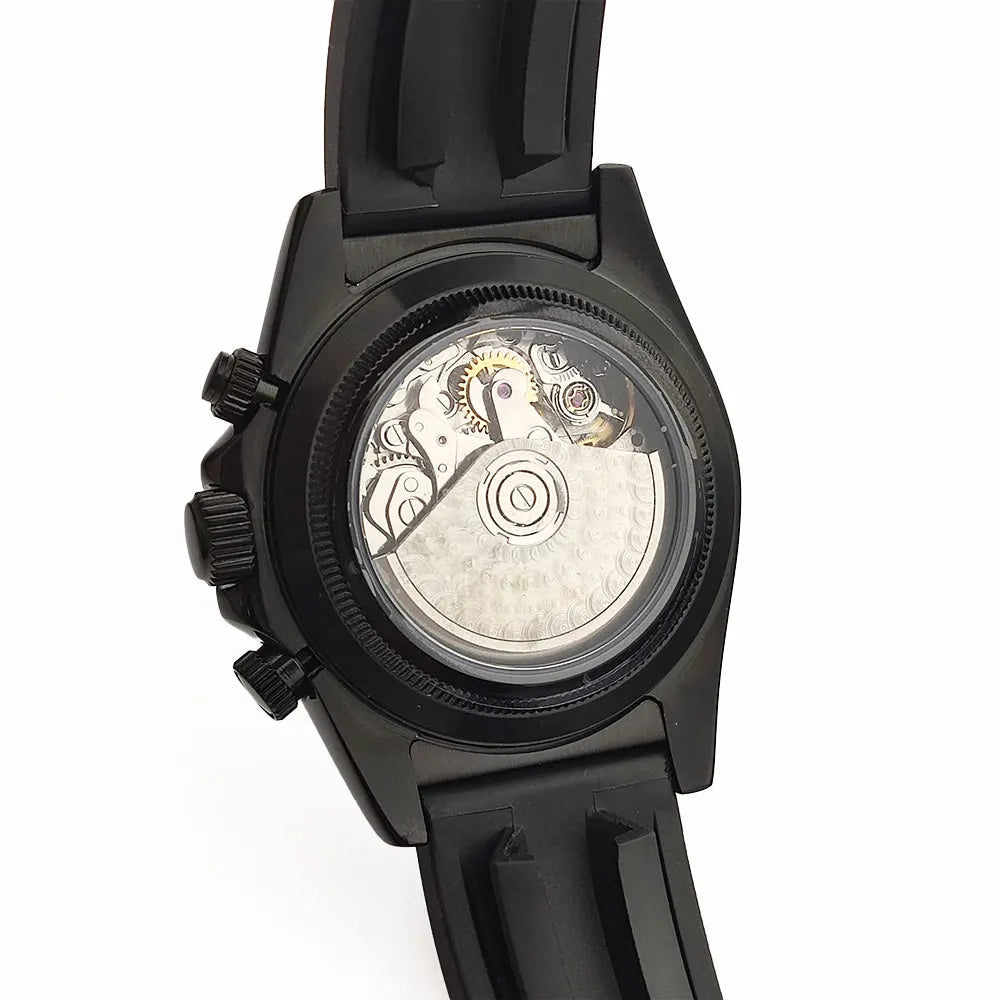 men 4130 watches sapphire Glass GEM black automatic mechanical watch 39.3mm 4130 movement chronograph watch Waterproof 10ATM