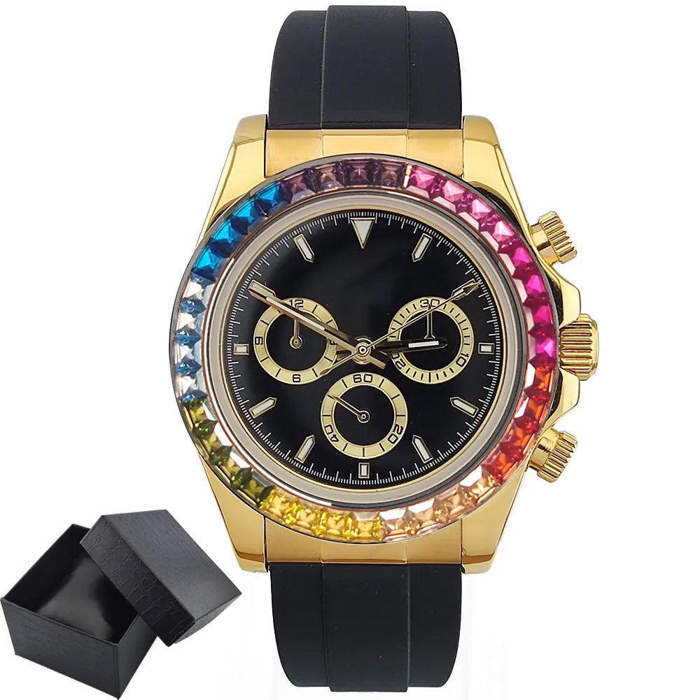Luxury watches gold Chronograph Equation Racing Men Automatic Mechanical Watch Waterproof 10ATM Sapphire 4801 4130 Movement