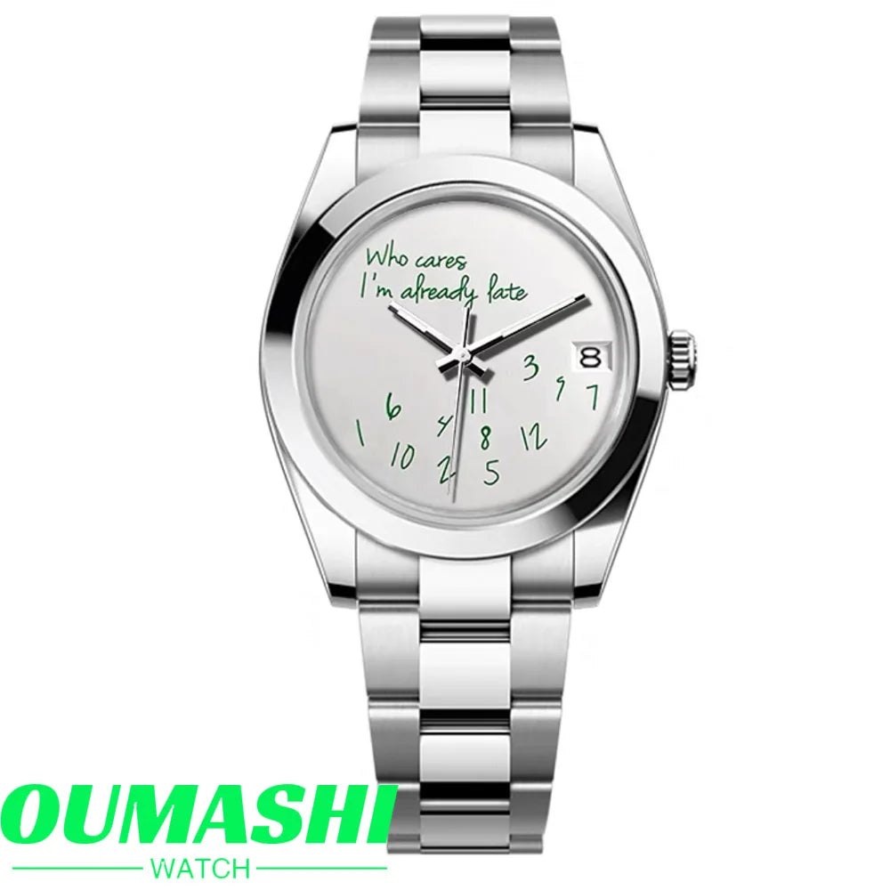 NH Series 35 Watch For Who cares im already late NH35 Automatic Movement Sapphire Crystal 39mm NH35 No Logo Watches man