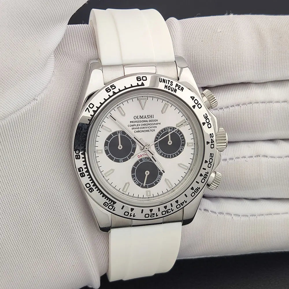 Men's 4130 Automatic Watch Automatic Chronograph Code Watch Stainless Steel sapphire Glass Luxury rubber strap Sports Men's watc