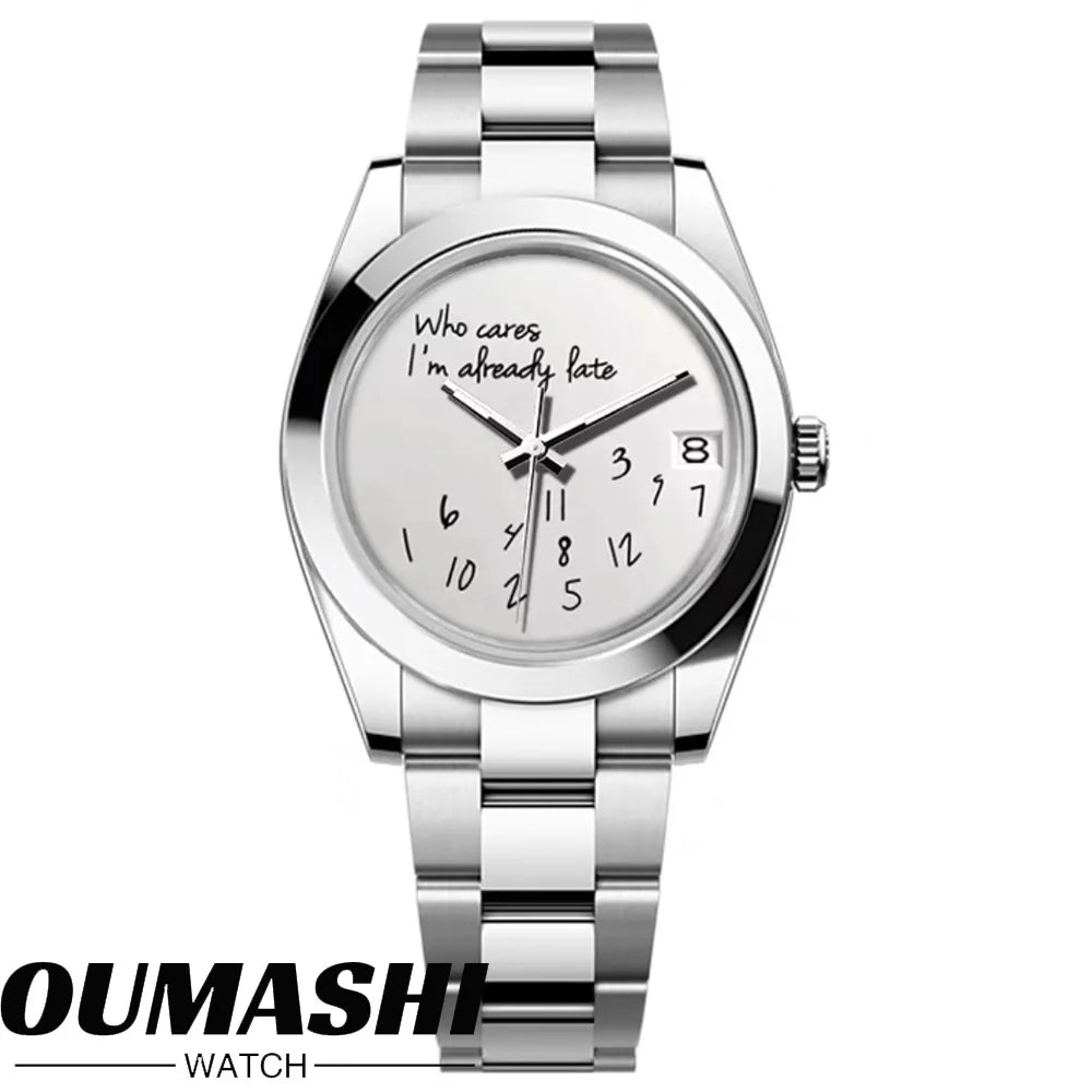 NH Series 35 Watch For Who cares im already late NH35 Automatic Movement Sapphire Crystal 39mm NH35 No Logo Watches man