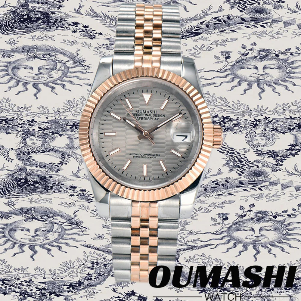 watches Men 36mm/39mm Automatic mechanical Rose Gold watch NH35 stainless steel sapphire waterproof 10Bar C3 green luminous
