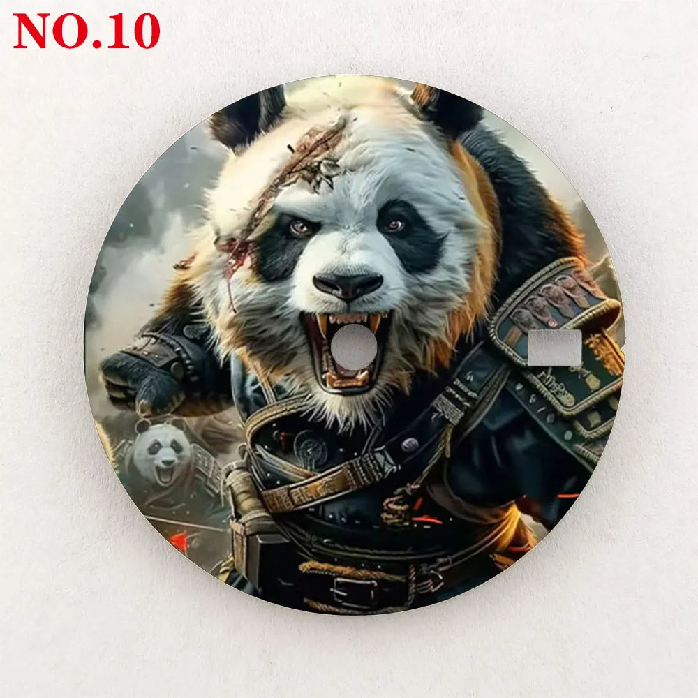 Watch dial 28.5mm NH35 dial custom-made Panda Warrior dial, color printing, watch components are suitable for NH35/36 movement