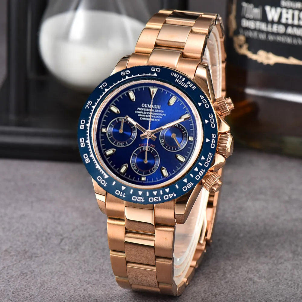 VK63 watch 39.3mm Luxury Watch Men's Chronograph Men's watch vk63 case rose gold BLUE VK63 Men's Chronograph Waterproof 10ATM