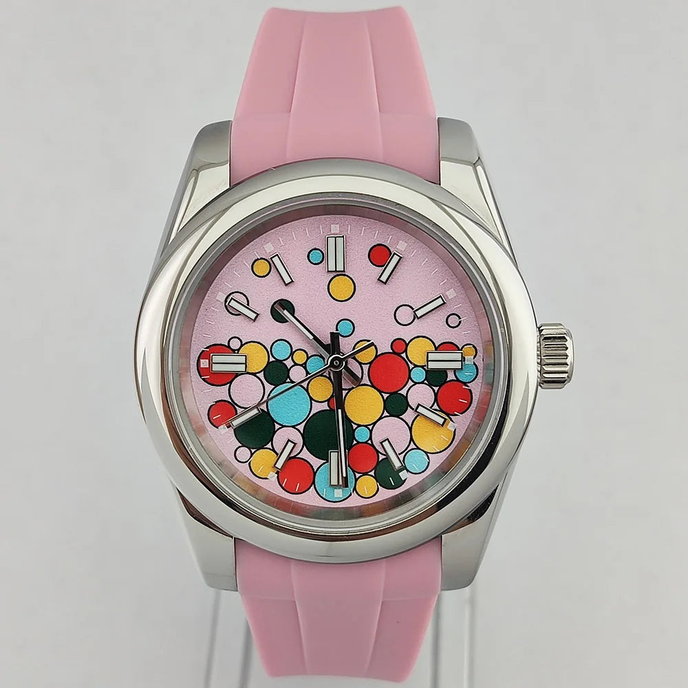 36mm/39mm Men's and women watches color bubble watch NH35 Mechanical watch sapphire glass waterproof watch rubber bracelet 20mm