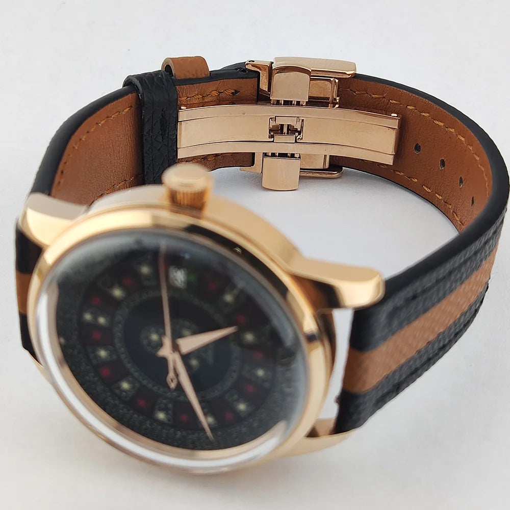 OUMASHI designs the new NH35A mechanical watch for men Russian Roulette Game Mineral Glass Diamond dial for men's watch