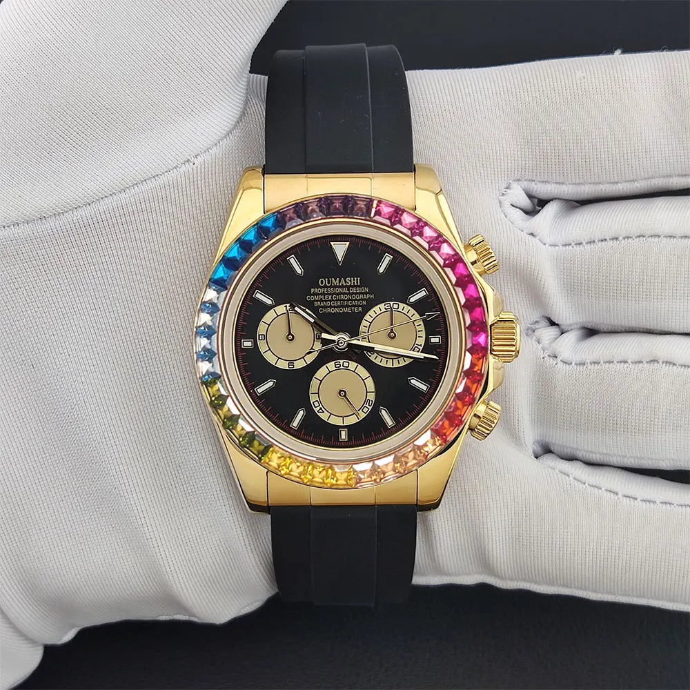 Luxury watches gold Chronograph Equation Racing Men Automatic Mechanical Watch Waterproof 10ATM Sapphire 4801 4130 Movement