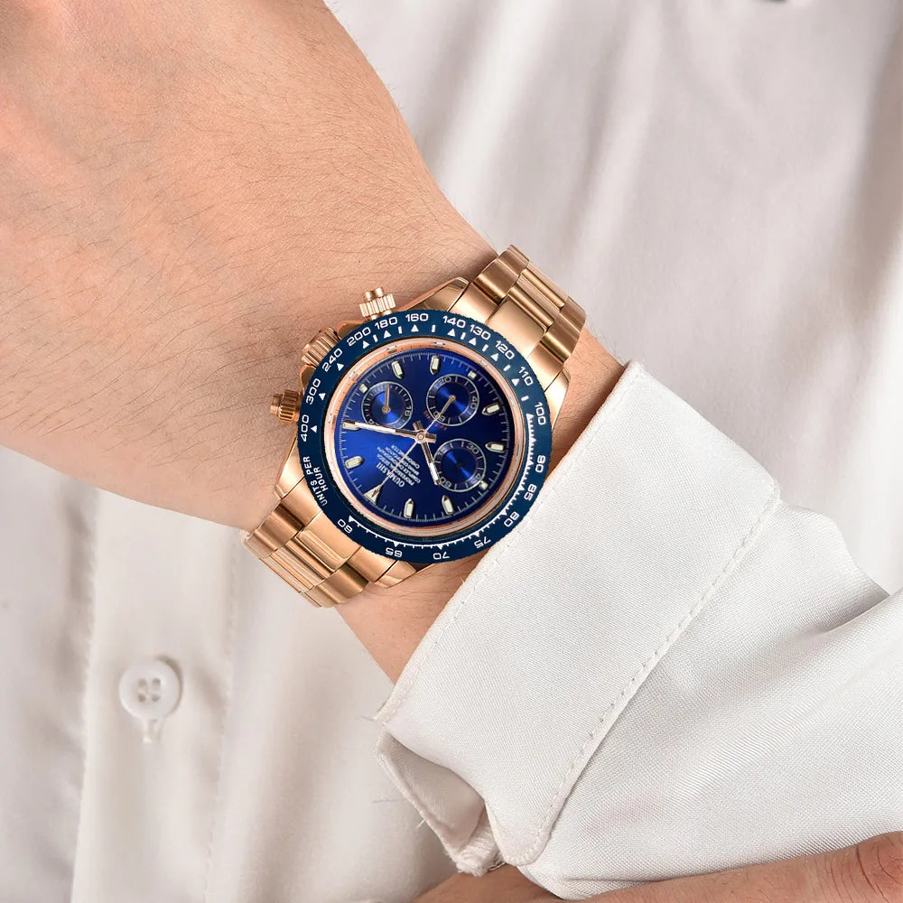 VK63 watch 39.3mm Luxury Watch Men's Chronograph Men's watch vk63 case rose gold BLUE VK63 Men's Chronograph Waterproof 10ATM